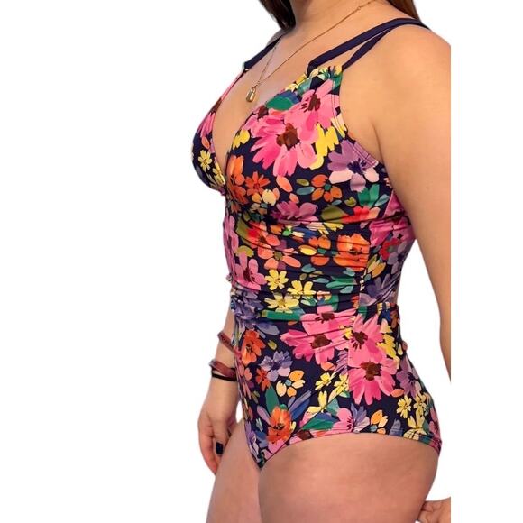 NEW Cupshe SWIMSUIT Women's LG 1PC  V-Neck Tummy Control ADJ Straps Back O-Ring - Picture 12 of 14